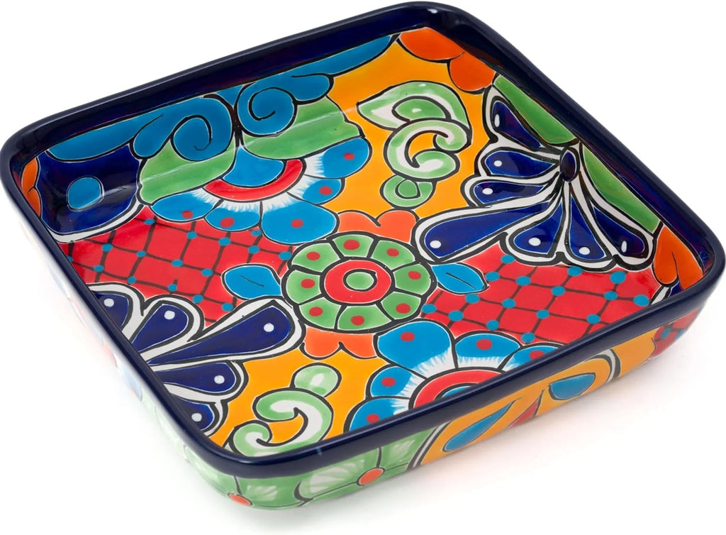 Cobalt Hand Painted Ceramic Baking Dish Casserole Dish Serving Platter Tray Floral Dish Oven Safe Microwave Safe Brownie Pan K602