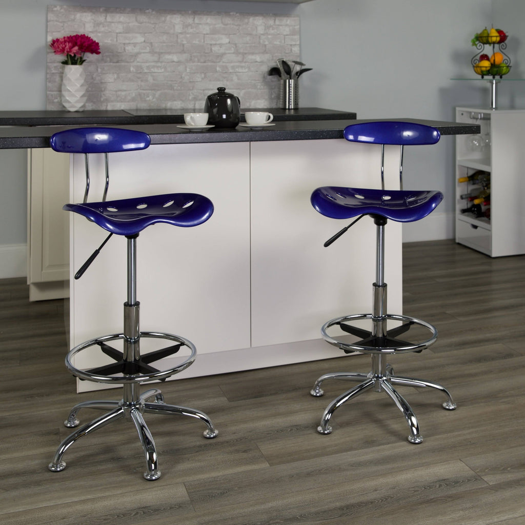 Nautical Blue Adjustable Drafting Stool S9497