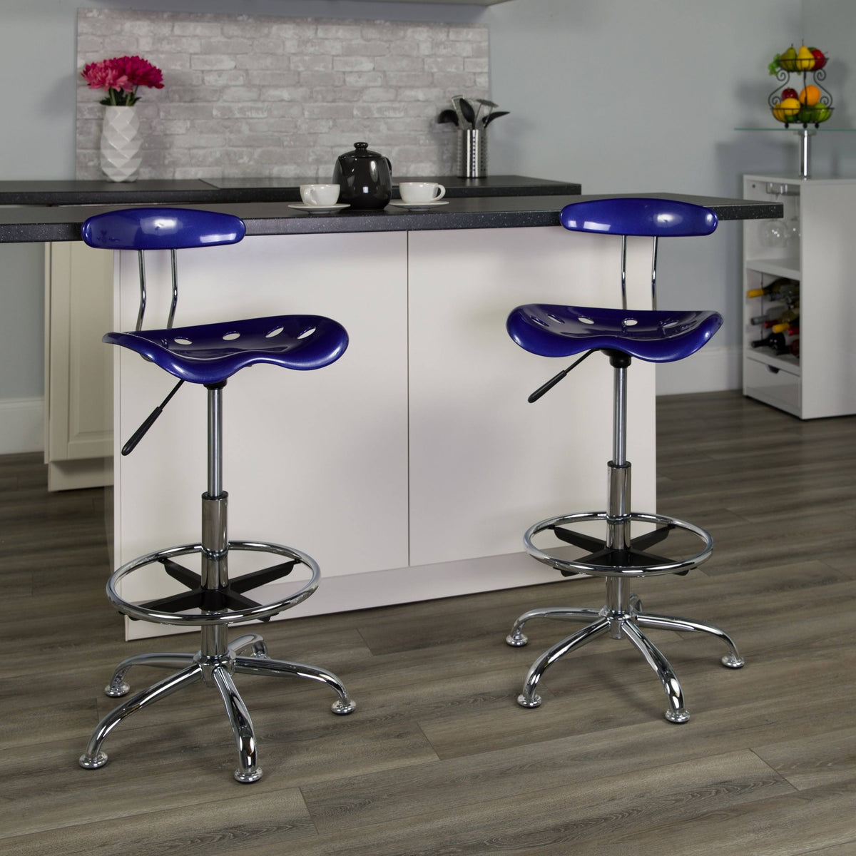 Nautical Blue Adjustable Drafting Stool S9497