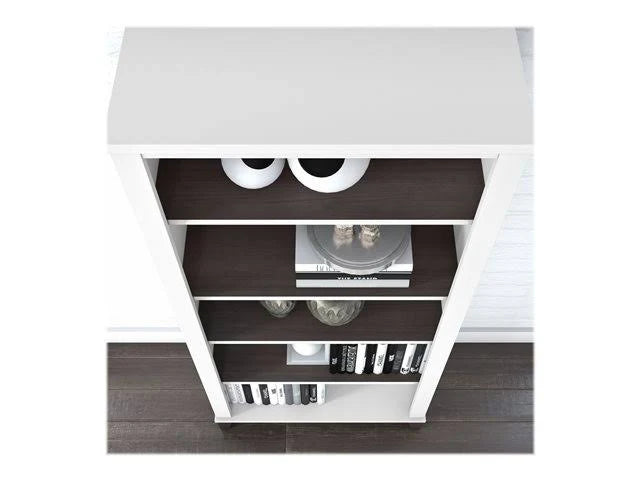 L-Shaped Desk with Hutch and 5-Shelf Bookcase R665