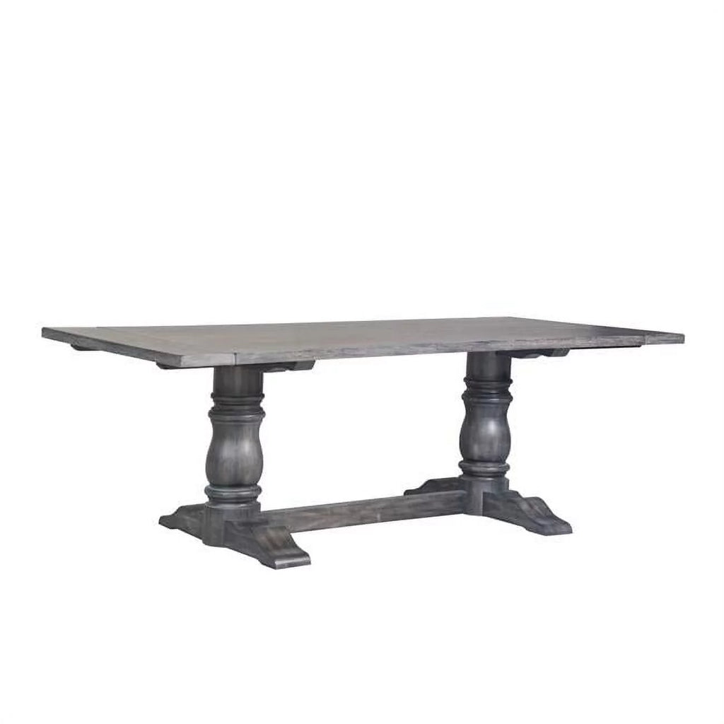 88" Light Gray and Gray Solid Wood Dining Table A806