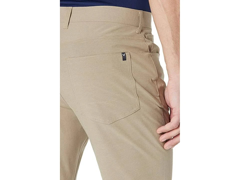 Khaki Heather Beige Cotton Polyester Elastane 5-Pocket Pant Q4378