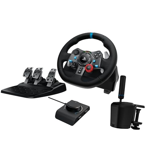 Black Leather Racing Wheel and Floor Pedals S879