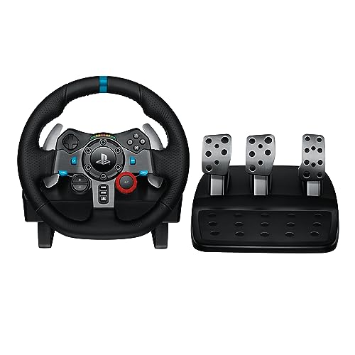 Black Leather Racing Wheel and Floor Pedals S879