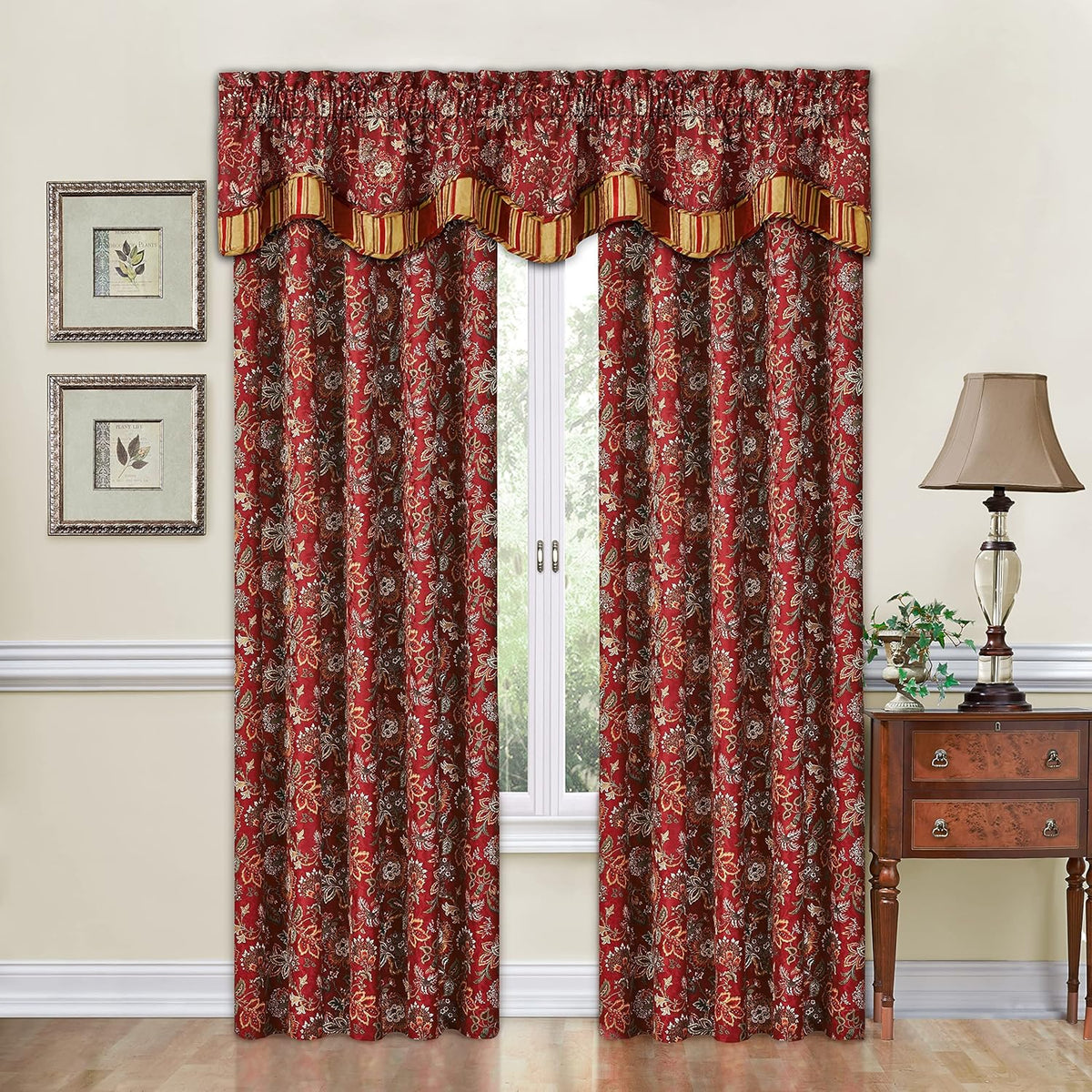 Crimson 52" x 16" Scalloped Valance Rod Pocket Window Curtain Y808
