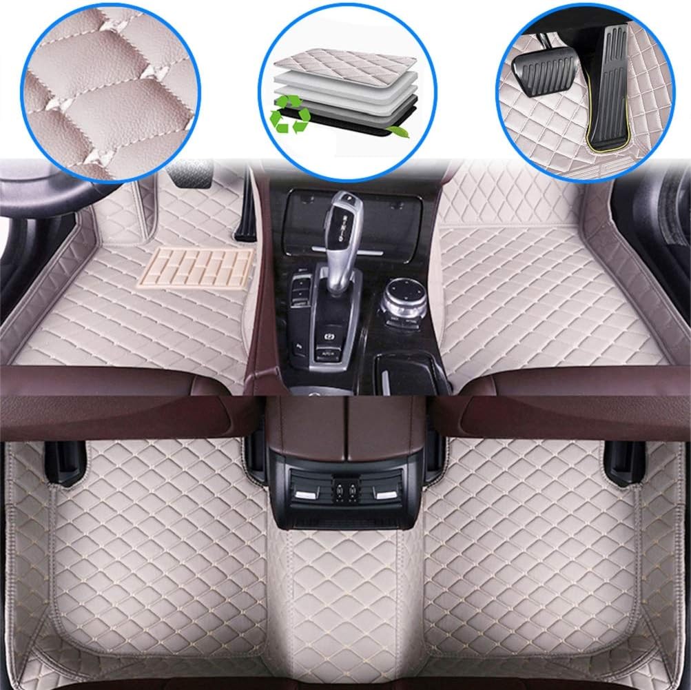 Gray Leather Waterproof Anti-Slip Full Coverage Front & Rear Car Floor Mats H338