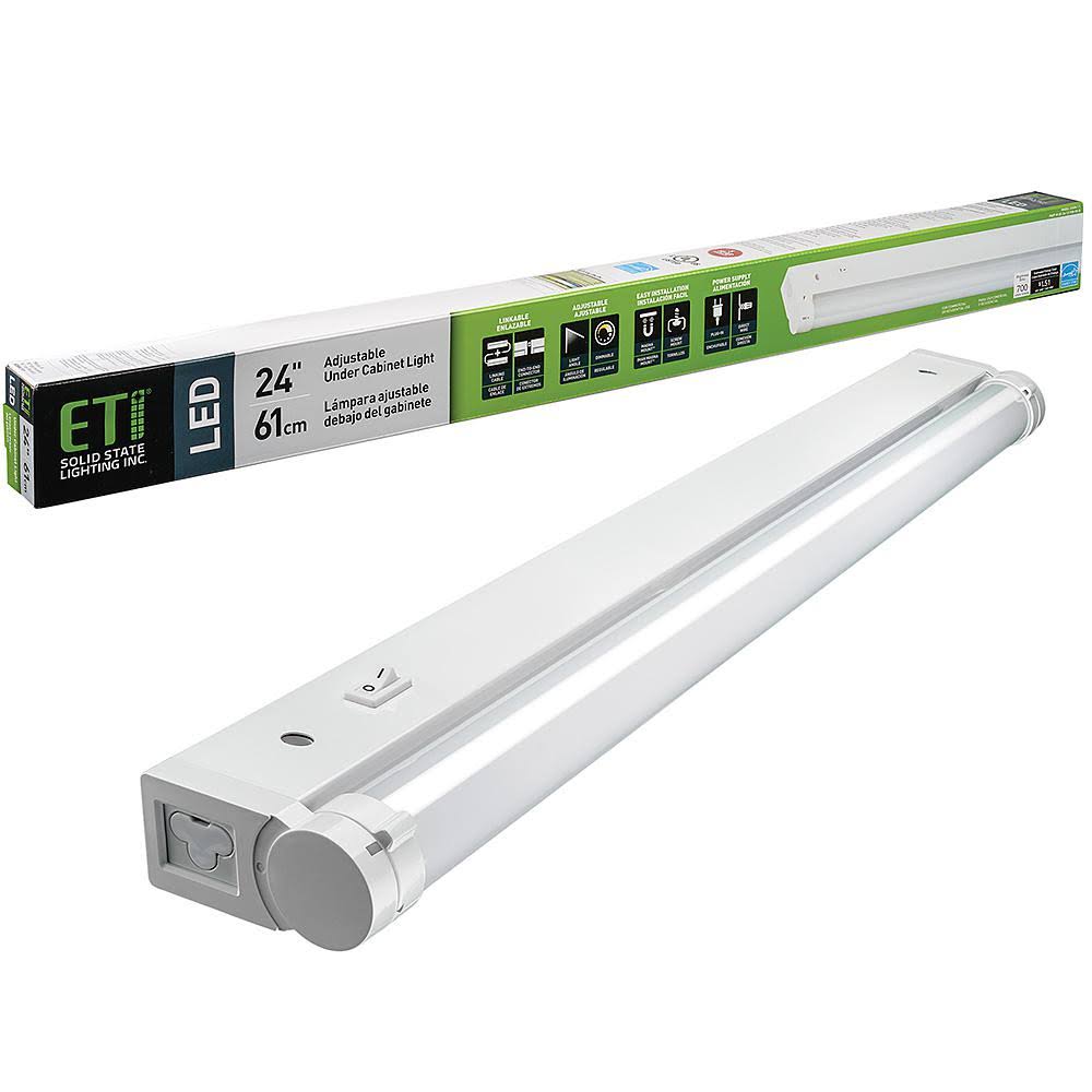 24 in. Linkable LED Under Cabinet Strip Light, White 700 Lumens 3000K Dimmable L306