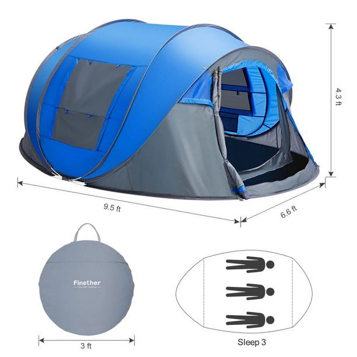 4 Person Waterproof Pop Up Tent W186