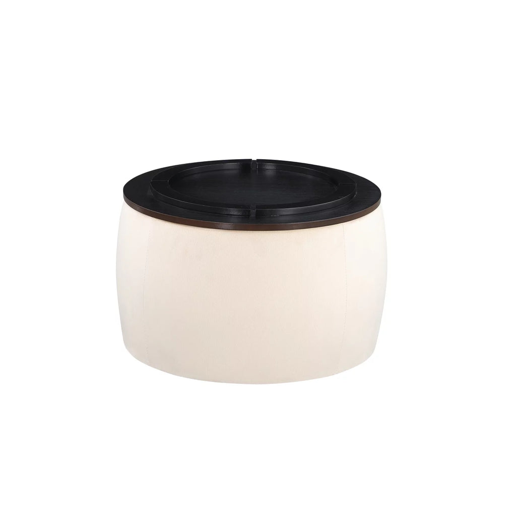 Modern Round Coffee Table and Ottoman Set with Storage O4847