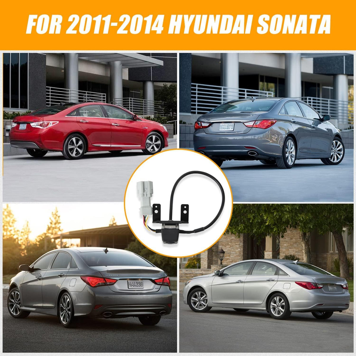 Rear View Backup Camera with Link Cable and Plug Compatible with 2011-2014 Hyundai Sonata Pack of 2 X8933