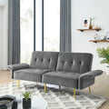 78" Grey Velvet Futon Sofa Bed Convertible Sleeper Loveseat Y668