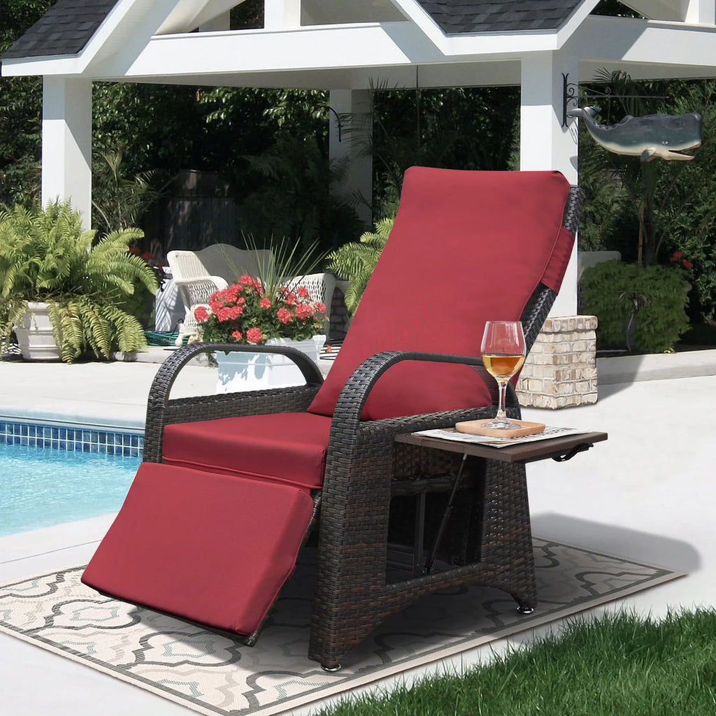 Navy Blue Wicker Reclining Lounge Chair with Cushion F2221