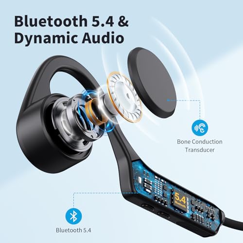 Bone Conduction Open Ear Bluetooth Headphones with Mic, IPX6 Waterproof, Black A249
