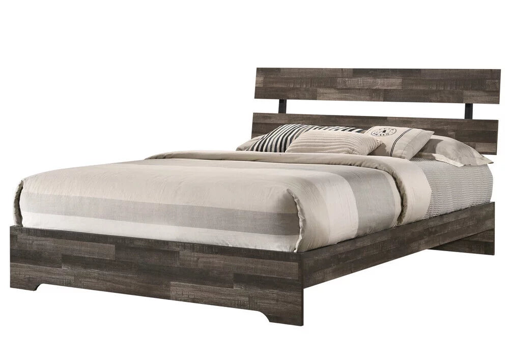 Rustic Brown 6pc King Size Platform Bedroom Set S660