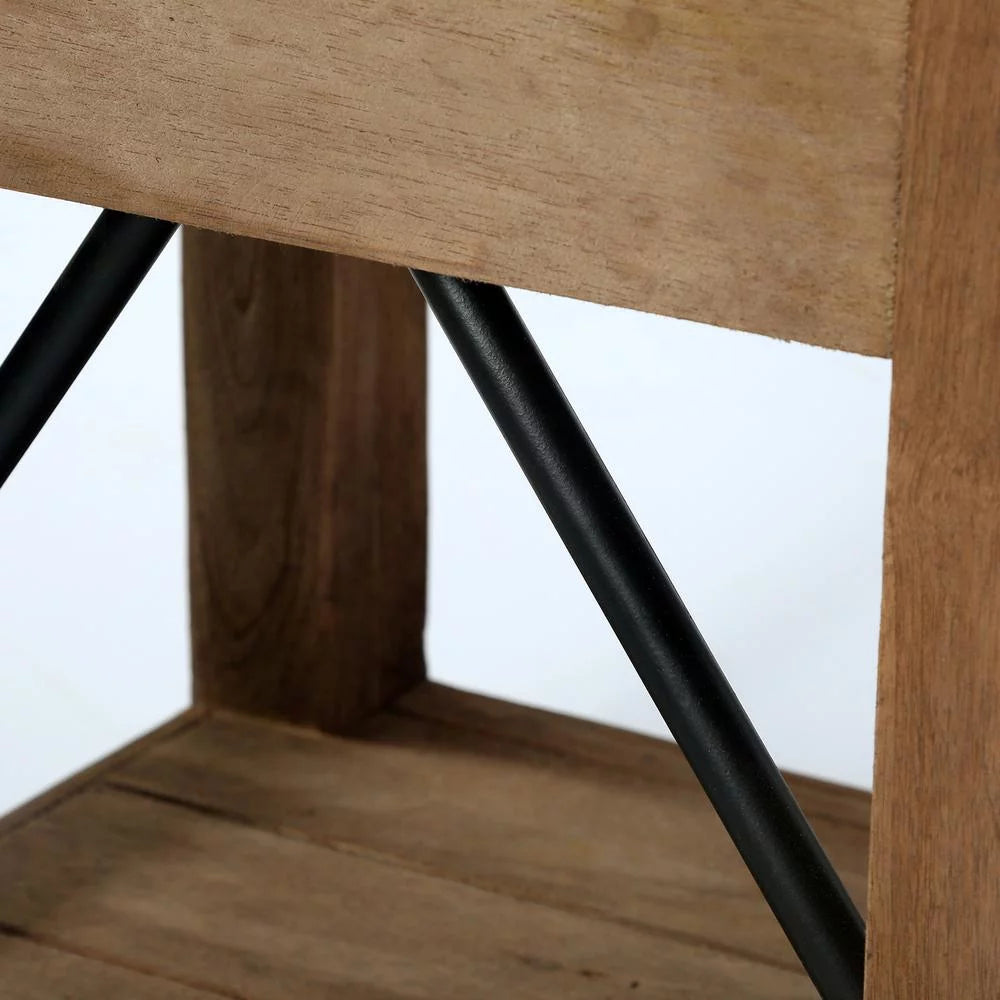 22" Wood and Zinc Metal End Table with Drawer I4385