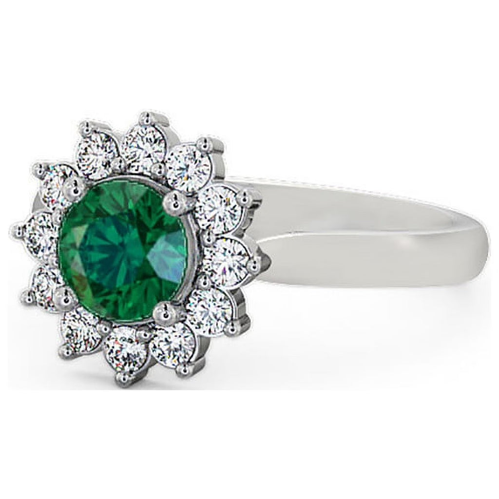 14K White Gold Floral Halo Diamond Engagement Ring I715668