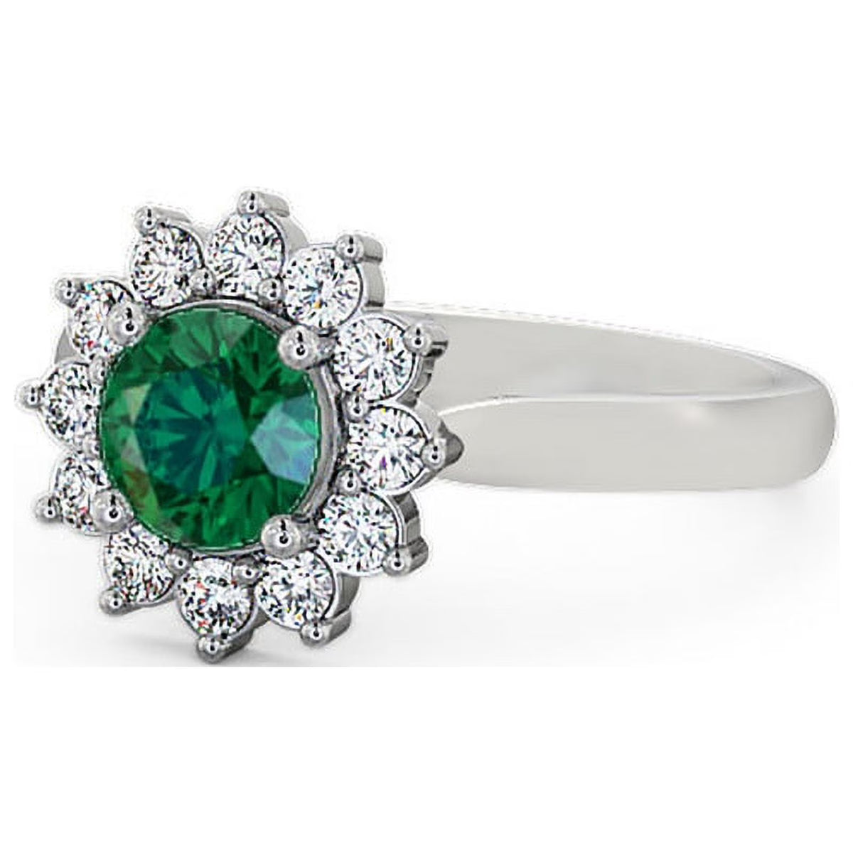14K White Gold Floral Halo Diamond Engagement Ring I715668