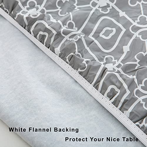 Round Vinyl Fitted Tablecloth with Elastic Edge for 40"-44" Round Table D333
