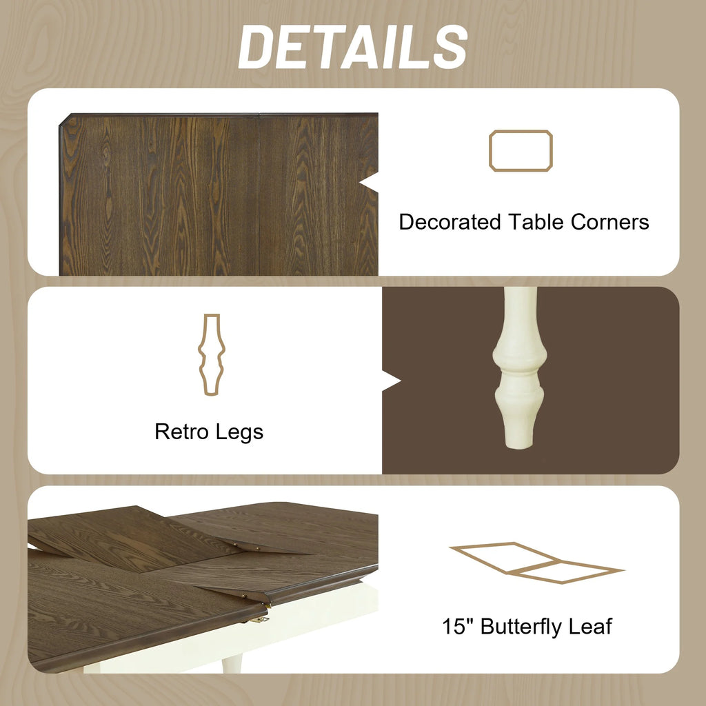 Extendable Dining Table Set with Butterfly Leaf and Upholstered Chairs L74223