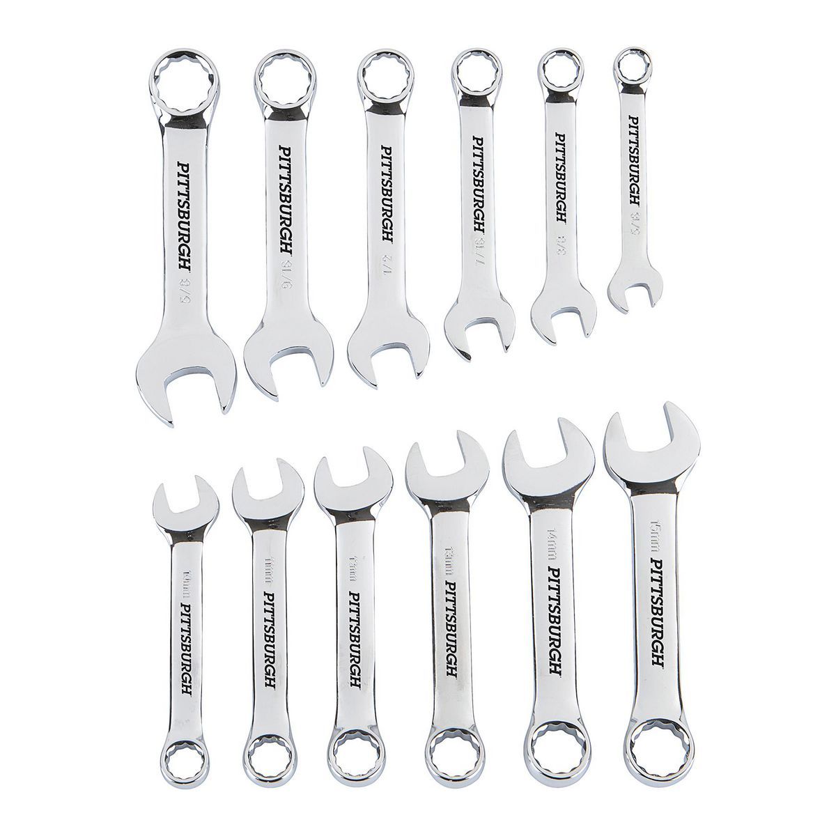 SAE and Metric Combination Wrench Set, 12 Piece T91467