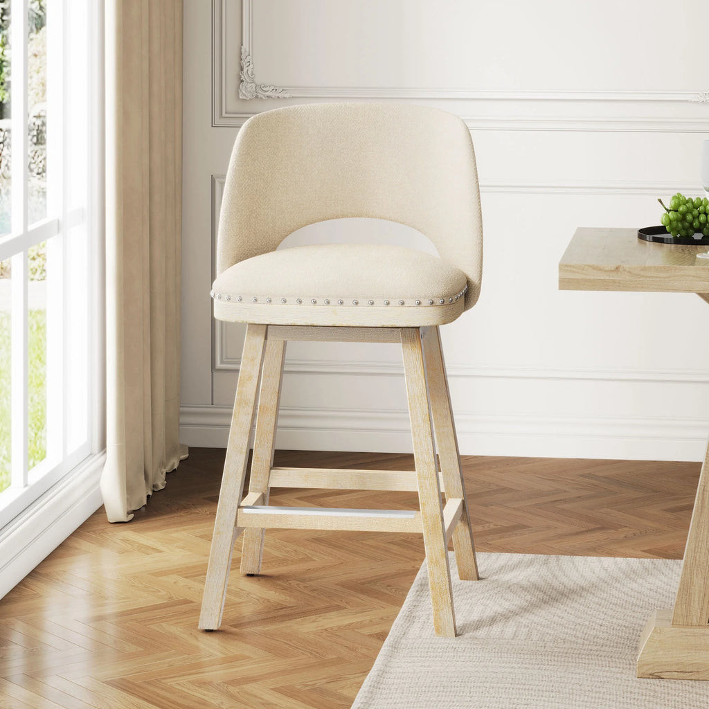Swivel Counter Stool with Rubber Wood L2233