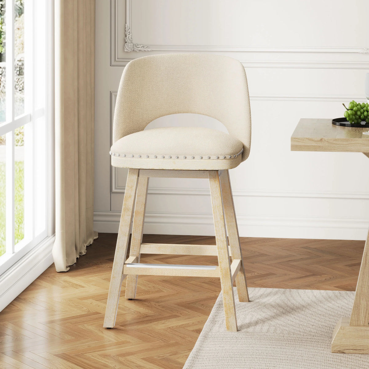 Swivel Counter Stool with Rubber Wood L2233