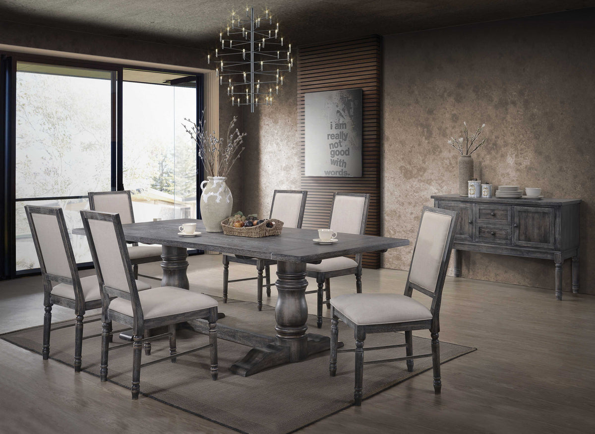 88" Light Gray and Gray Solid Wood Dining Table A806