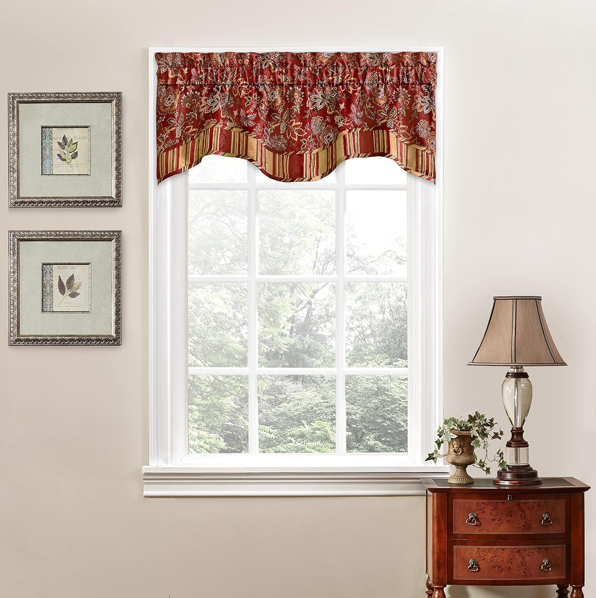 Crimson 52" x 16" Scalloped Valance Rod Pocket Window Curtain Y808