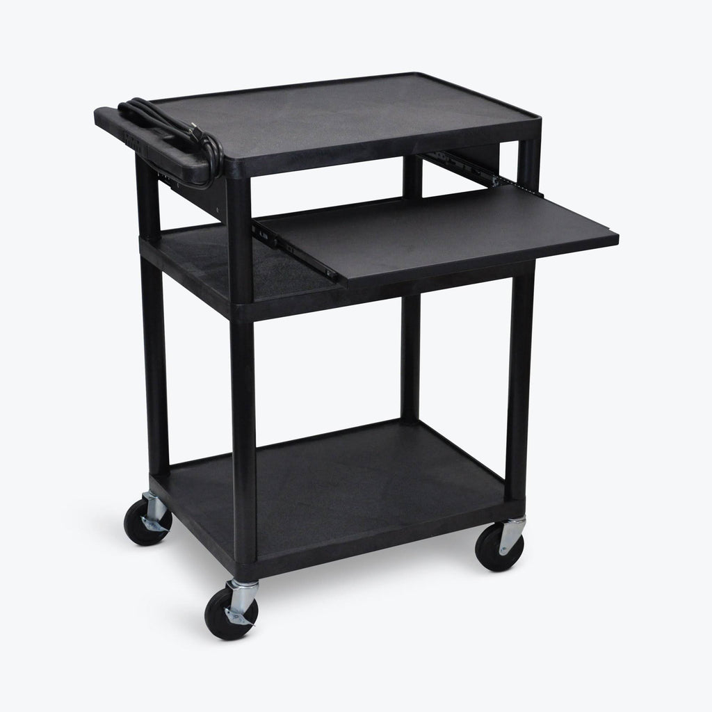 Black 3 Shelf Presentation Cart with Cabinet G366735