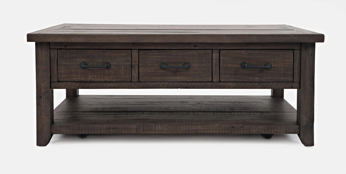 48" Rustic Reclaimed Pine 3 Drawer Coffee Table Y84638