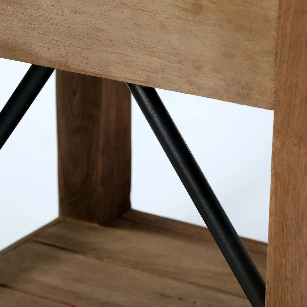22" Wood and Zinc Metal End Table with Drawer I4385