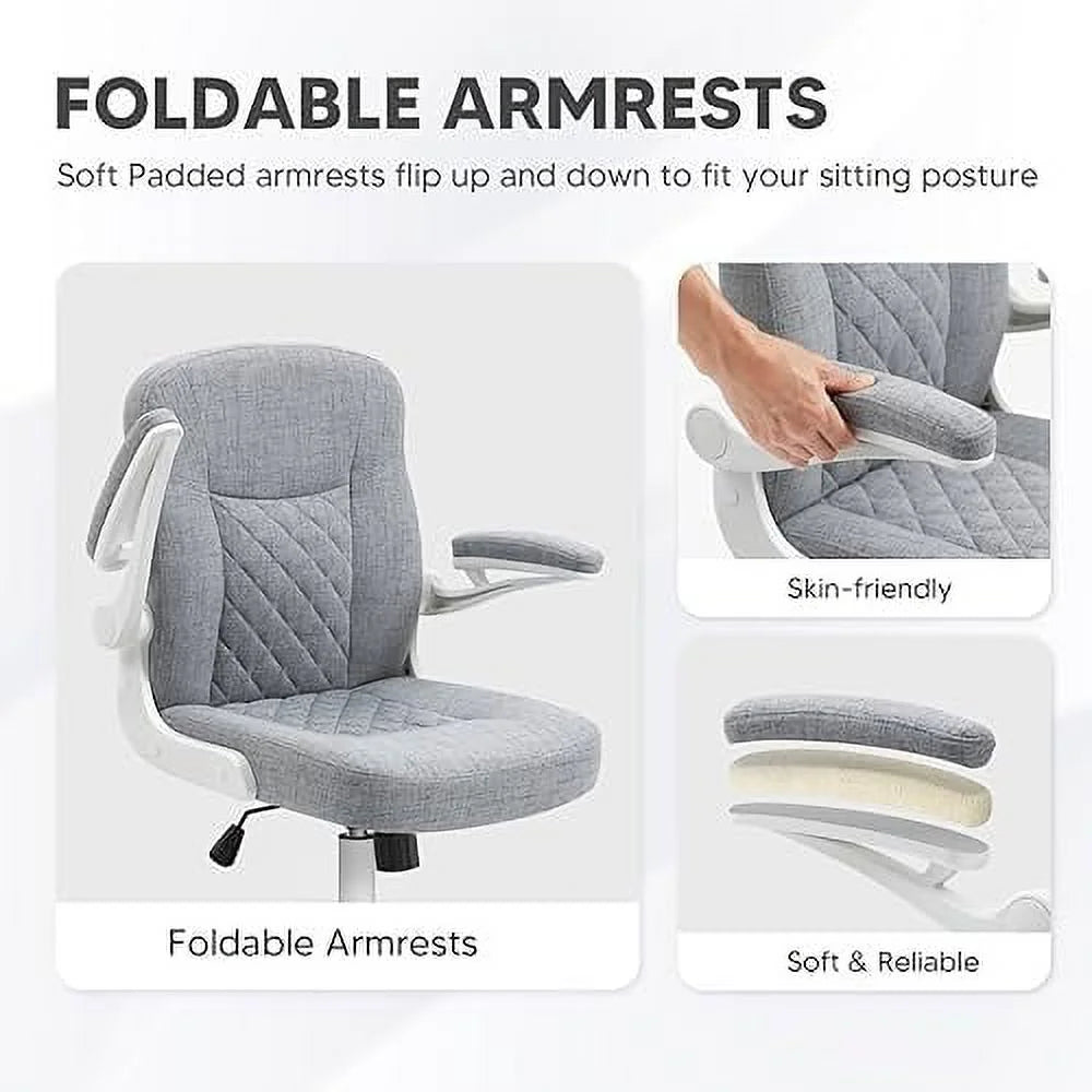 Grey Linen Office Chair with Wheels F899