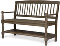 Acacia Wood Outdoor Bench with Shelf O195386