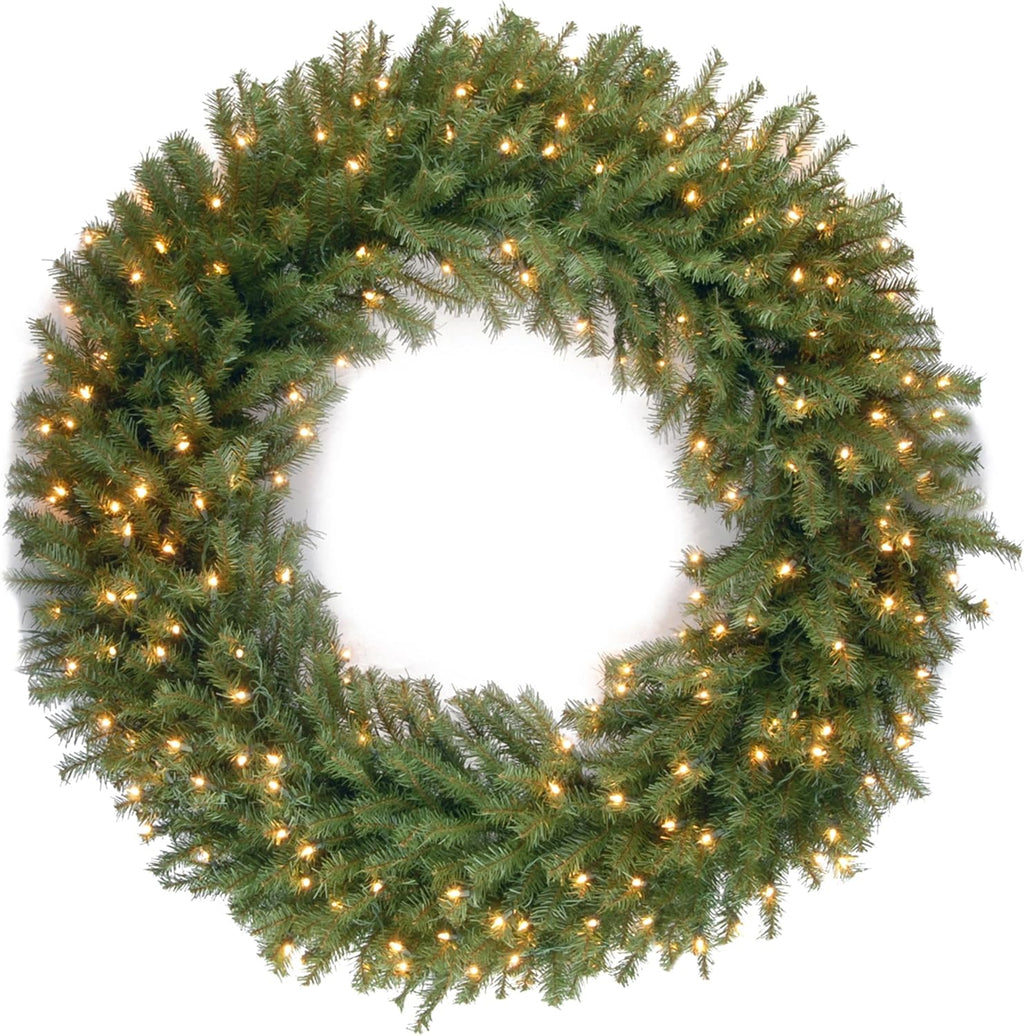 Pre-Lit Artificial Christmas Wreath, Green, 48 Inches D70908