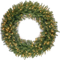 Pre-Lit Artificial Christmas Wreath, Green, 48 Inches D70908