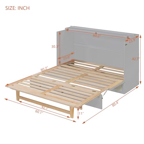 Queen Size Solid Wood Murphy Bed with Storage Drawers Q180046