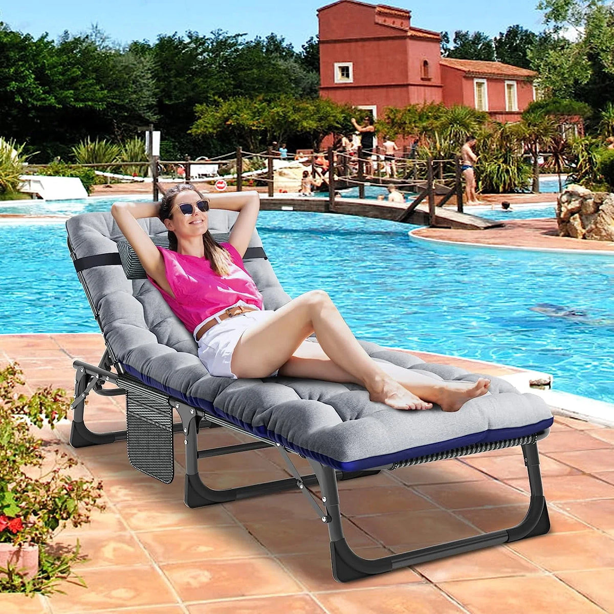 Portable Folding Camping Cot Bed with Mattress & Pillow I21660