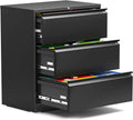 3 Drawer Steel Lateral File Cabinet with Lock, Black C95078