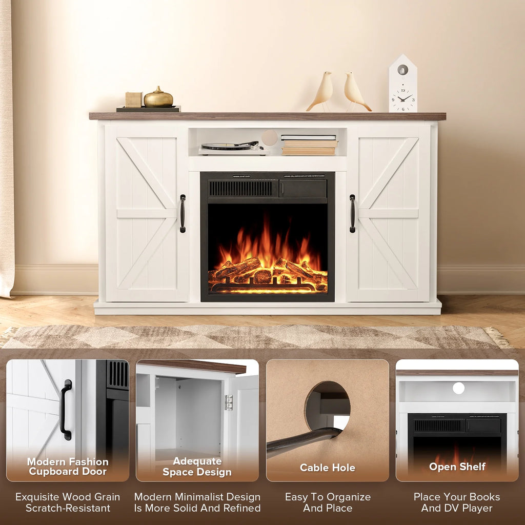 48'' Freestanding Electric Fireplace with Remote Control D7555