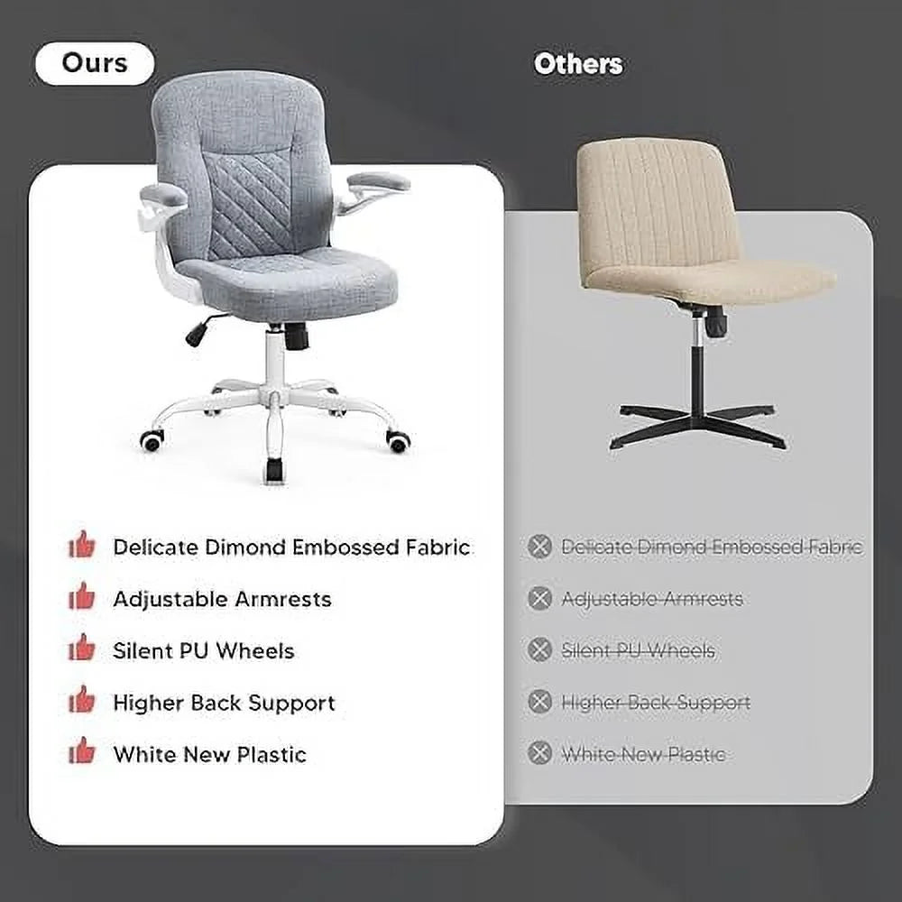 Grey Linen Office Chair with Wheels F899