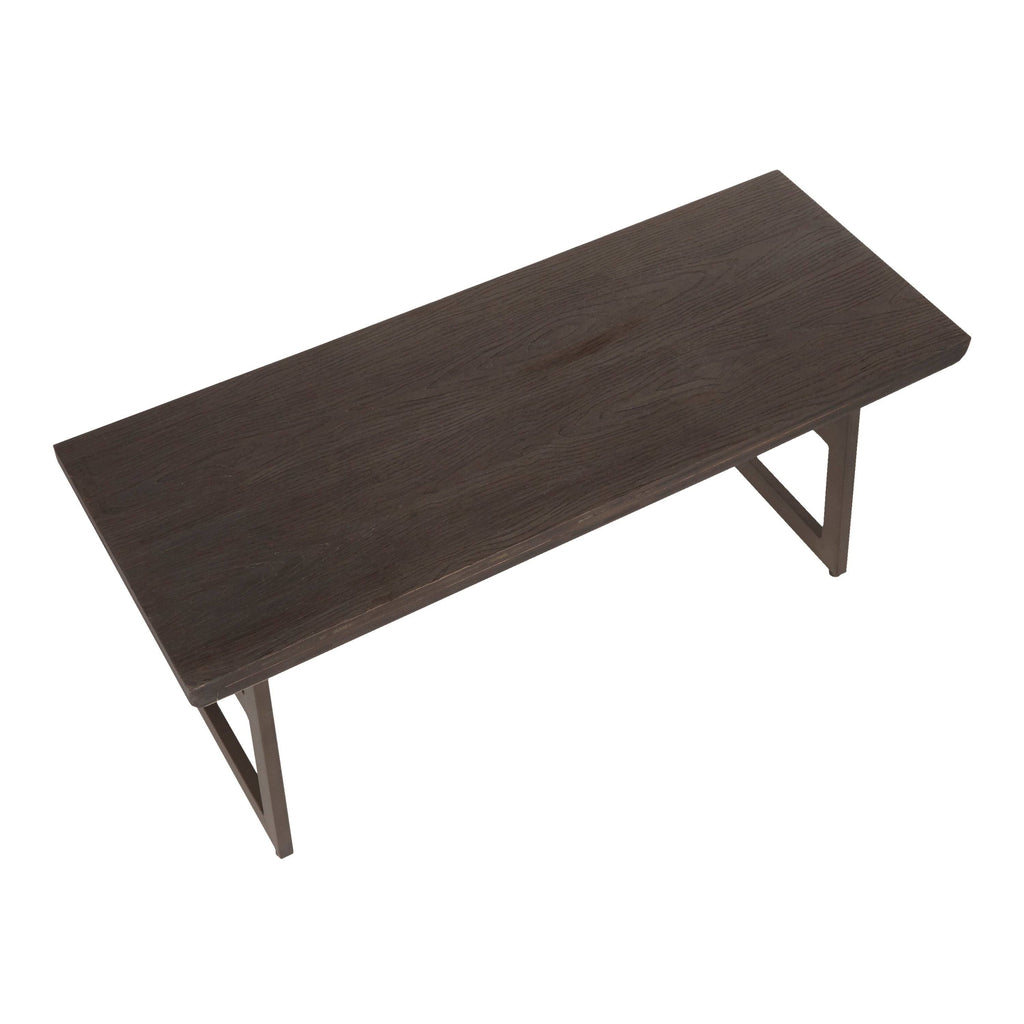 Black/Brown Metal and Wood Industrial Bench C843212
