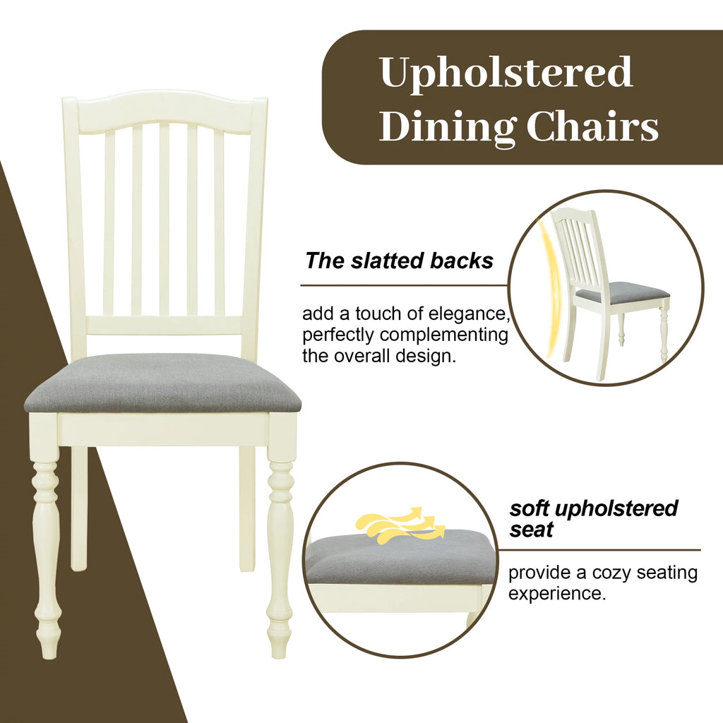 Extendable Dining Table Set with Butterfly Leaf and Upholstered Chairs L74223