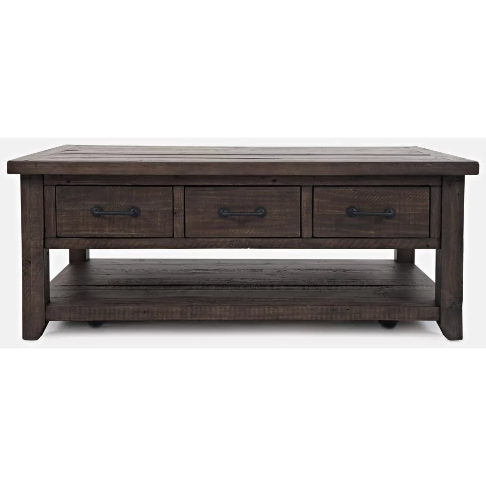 48" Rustic Reclaimed Pine 3 Drawer Coffee Table Y84638