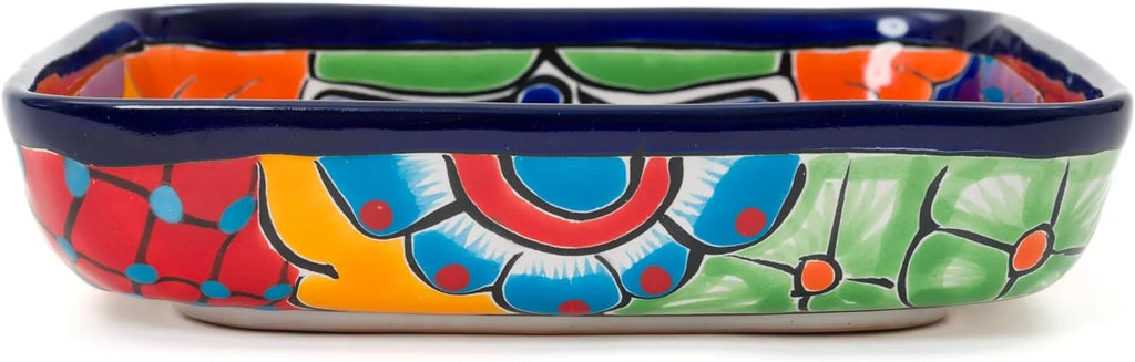 Cobalt Hand Painted Ceramic Baking Dish Casserole Dish Serving Platter Tray Floral Dish Oven Safe Microwave Safe Brownie Pan K602