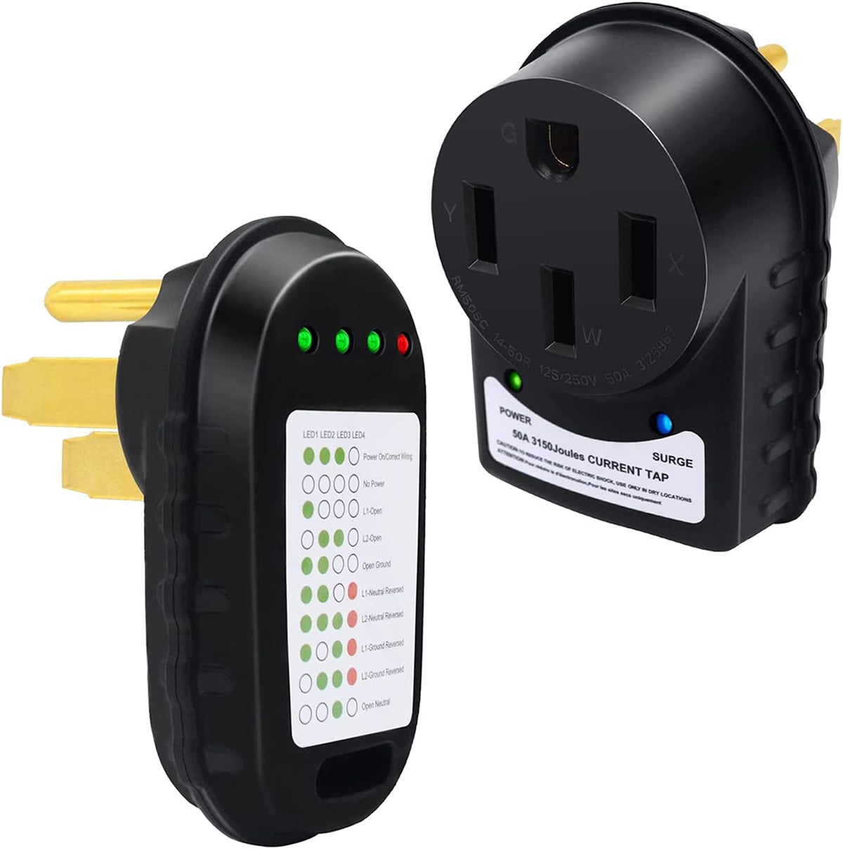 50 Amp RV Surge Protector and Power Pedestal Tester with LED Indicator Light S5369