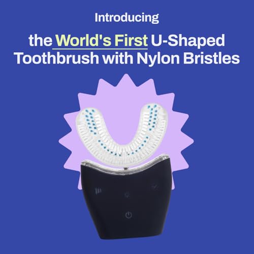 U Shaped Electric Toothbrush with 360° Nylon Bristles, 3 Cleaning Modes, Rechargeable, Waterproof, Black O1558