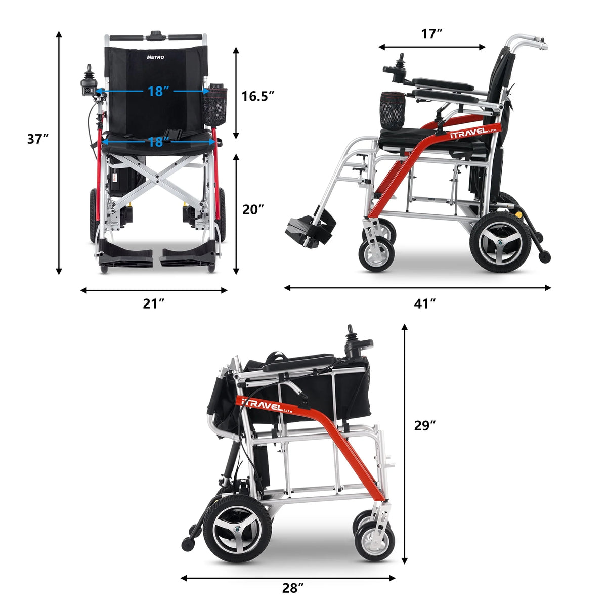 Lightweight Foldable Electric Wheelchair with Cup Holder & Anti-Tipper Q705138
