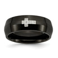 Black IP-Plated Diamond Cross Ring Size 7 L70381