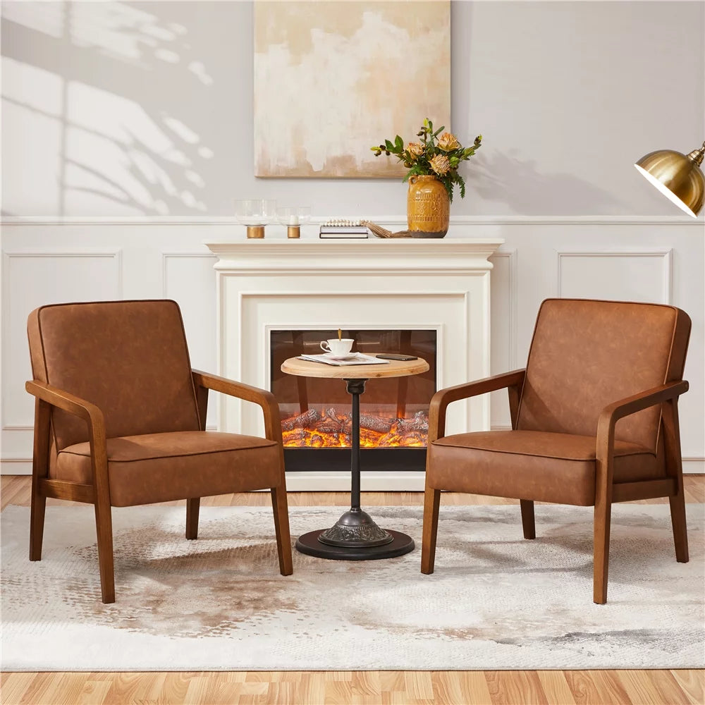 Light Brown Faux Leather Armchair W75930