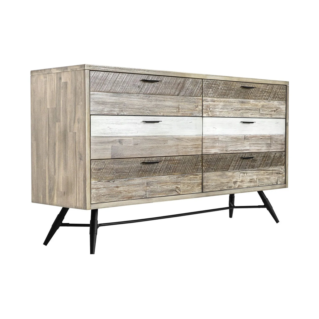 6 Drawer Two Tone Acacia Wood Dresser W14838